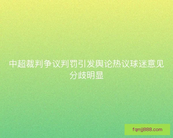 中超裁判争议判罚引发舆论热议球迷意见分歧明显